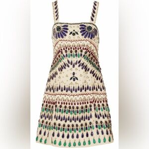 Alice + Olivia Stacey Bendet Natural Beige Beaded Size 2 Silk Dress